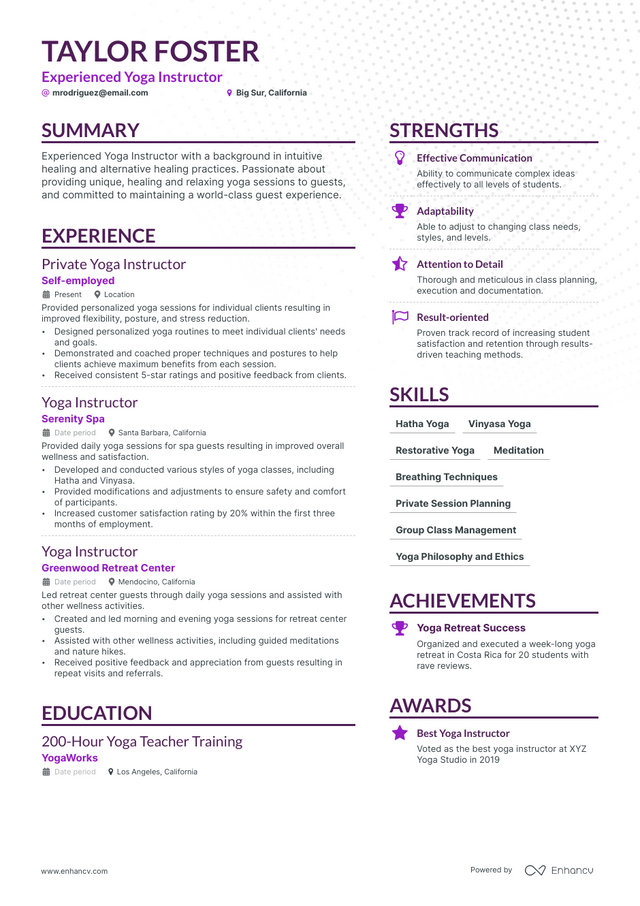 5 Yoga Instructor Resume Examples & Guide For 2023