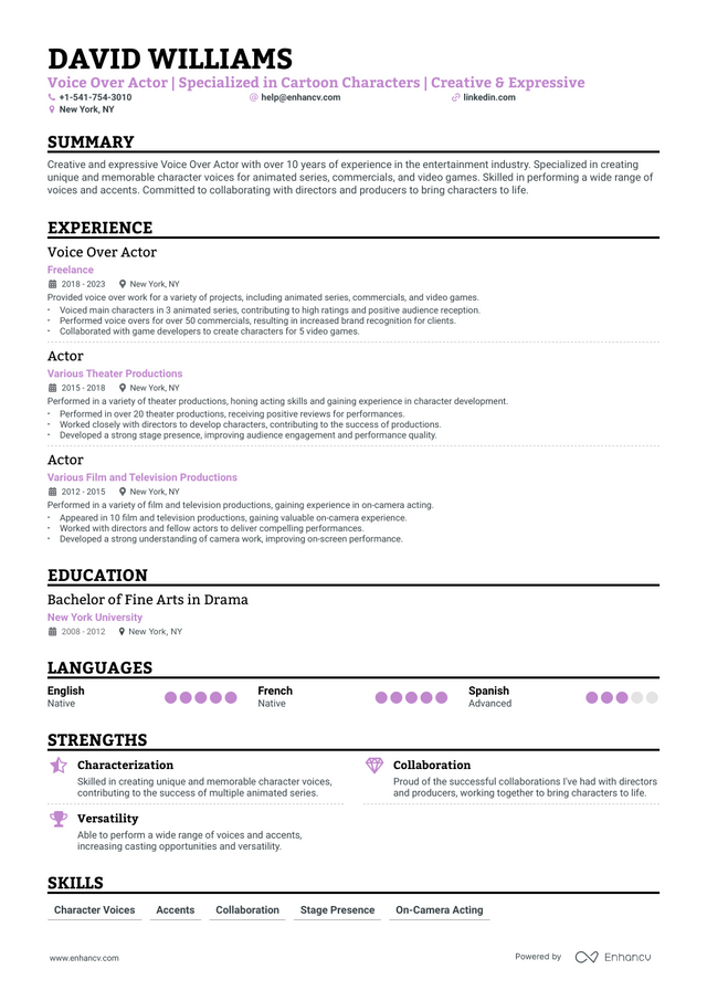 5 Actor Resume Examples & Guide for 2023