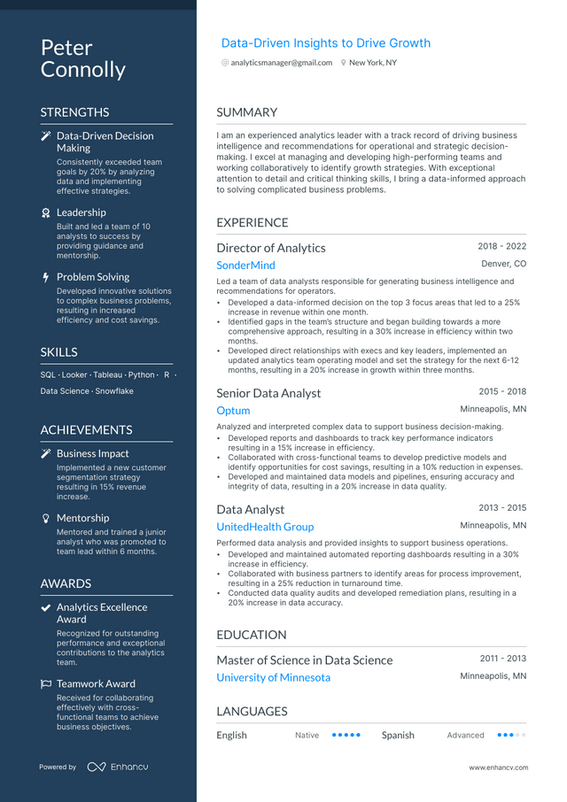 5 Analytics Manager Resume Examples & Guide for 2023