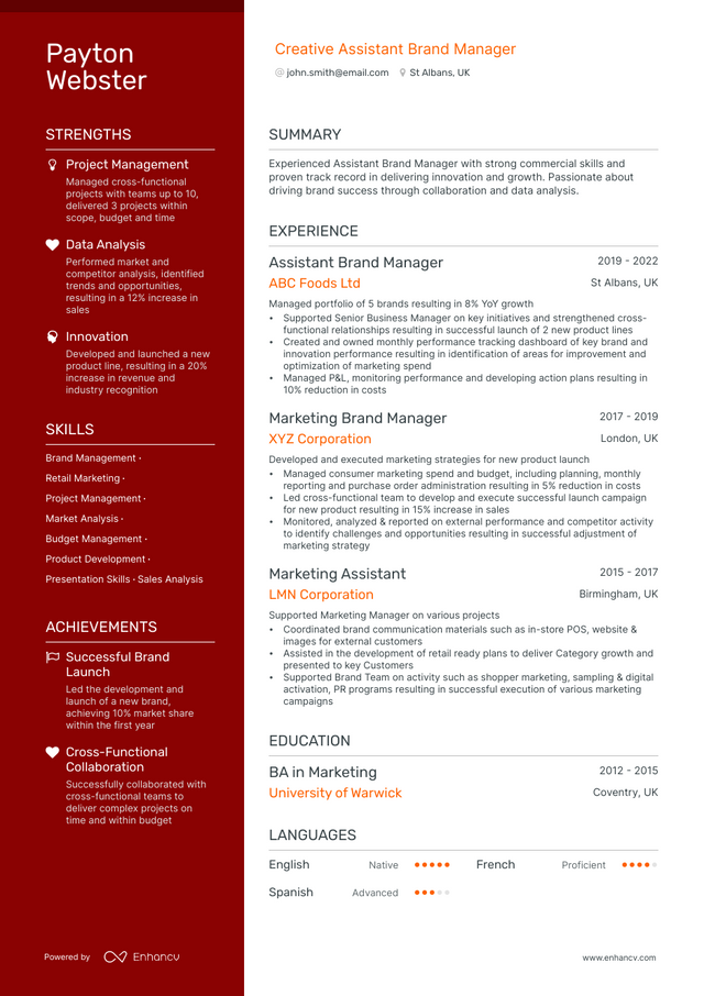 5 Assistant Brand Manager Resume Examples & Guide for 2023