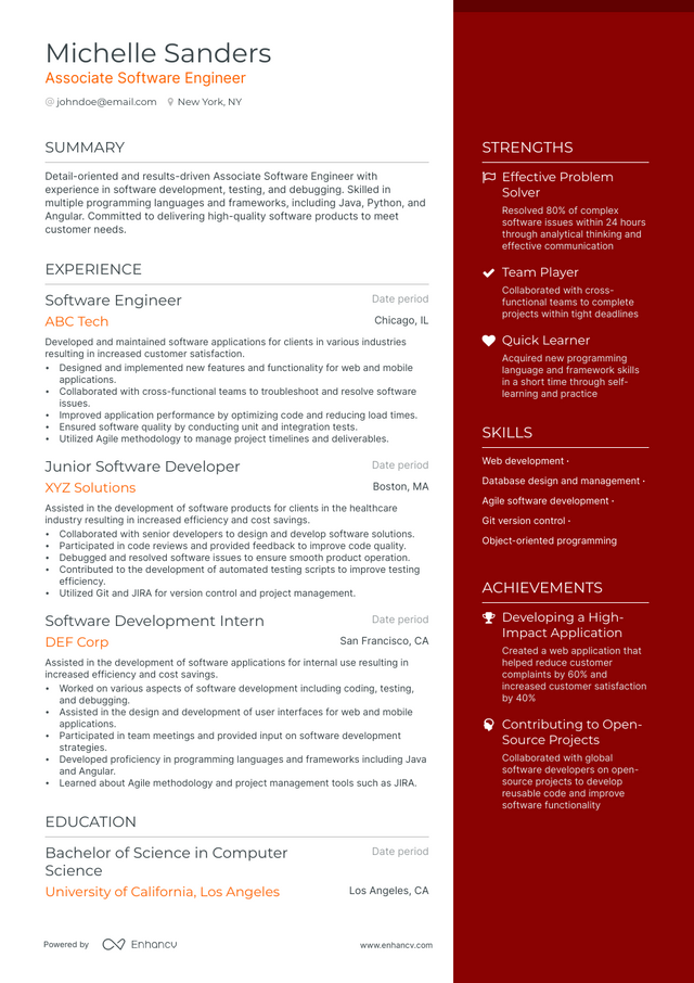 5 Associate Software Engineer Resume Examples & Guide for 2023