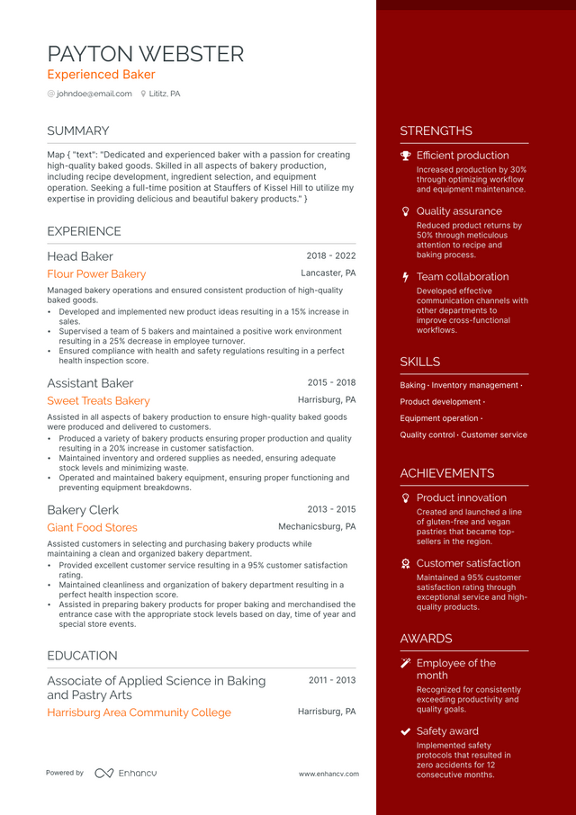 5 Baker Resume Examples & Guide for 2023