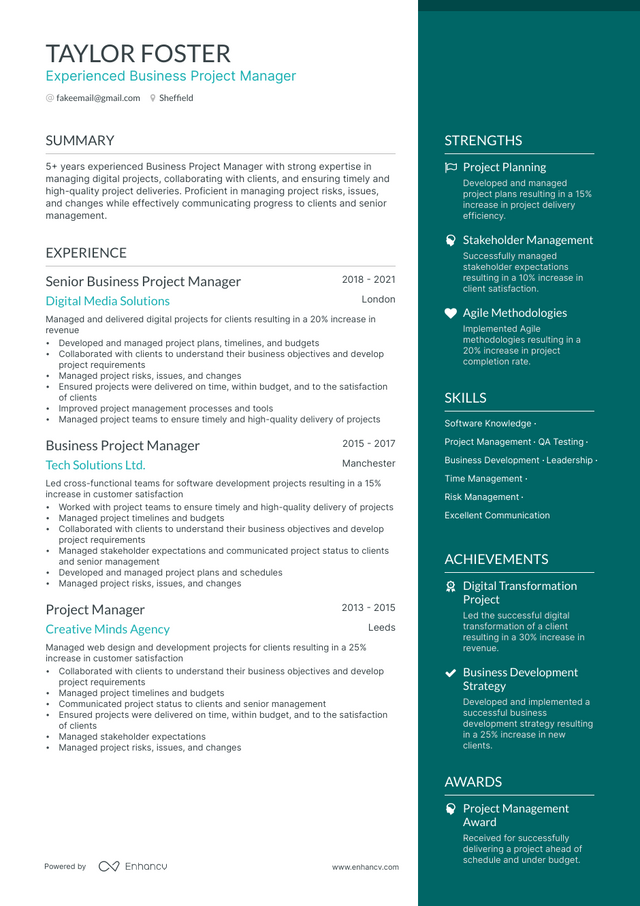 5 Business Project Manager Resume Examples & Guide for 2023