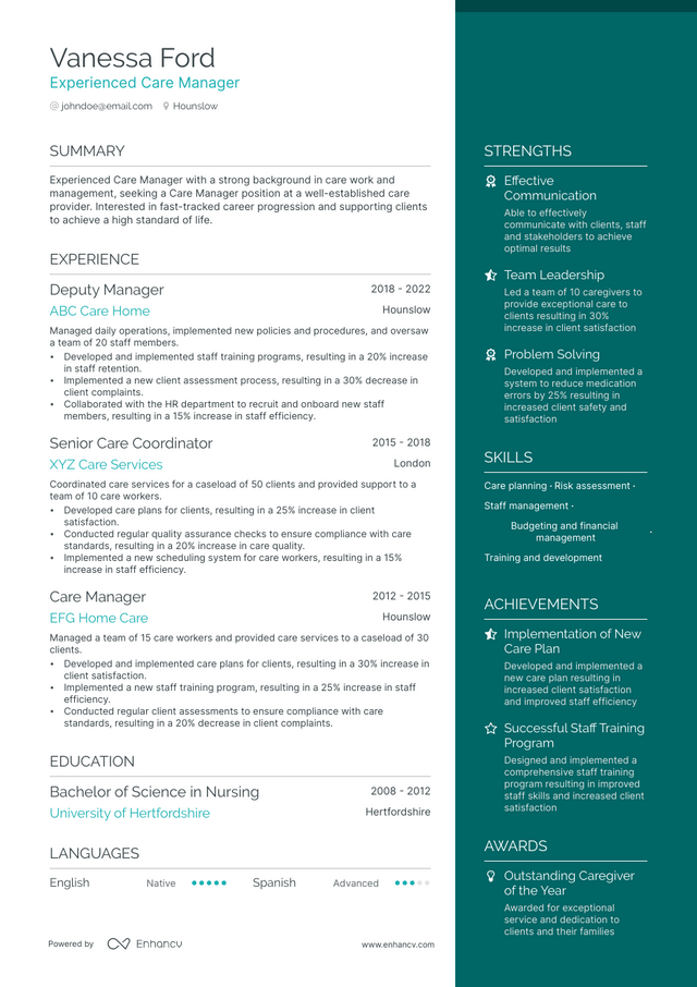 5 Care Manager Resume Examples & Guide for 2023