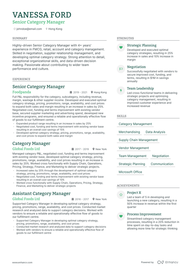 5 Category Manager Resume Examples & Guide for 2023