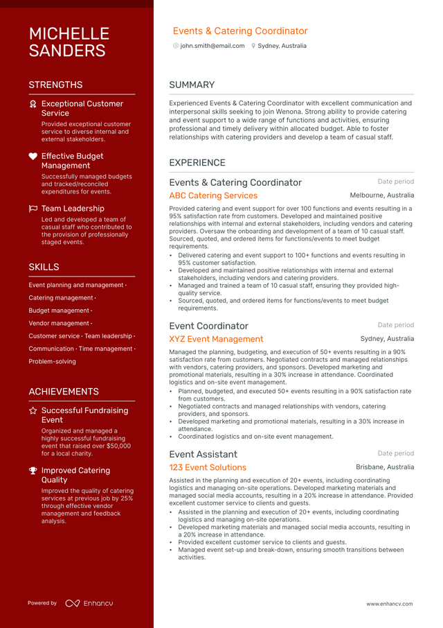 5 Catering Resume Examples & Guide For 2023