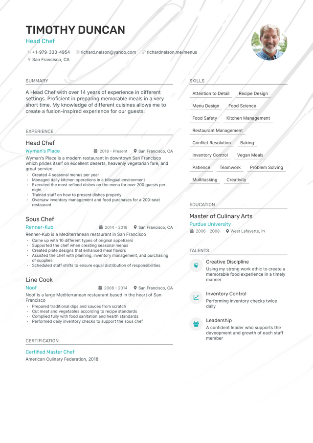 5 Chef Resume Examples & Guide for 2023