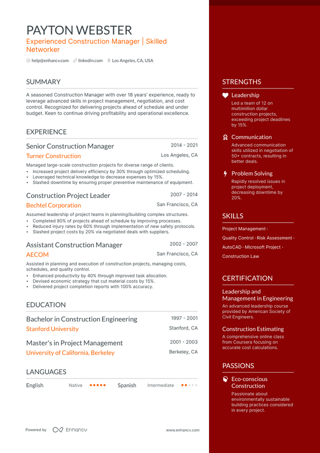 5 Construction Business Owner Resume Examples & Guide for 2023