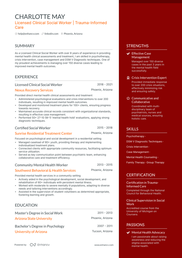 5 Clinical Social Worker Resume Examples & Guide for 2023