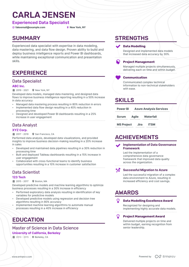 5 Data Specialist Resume Examples & Guide for 2023