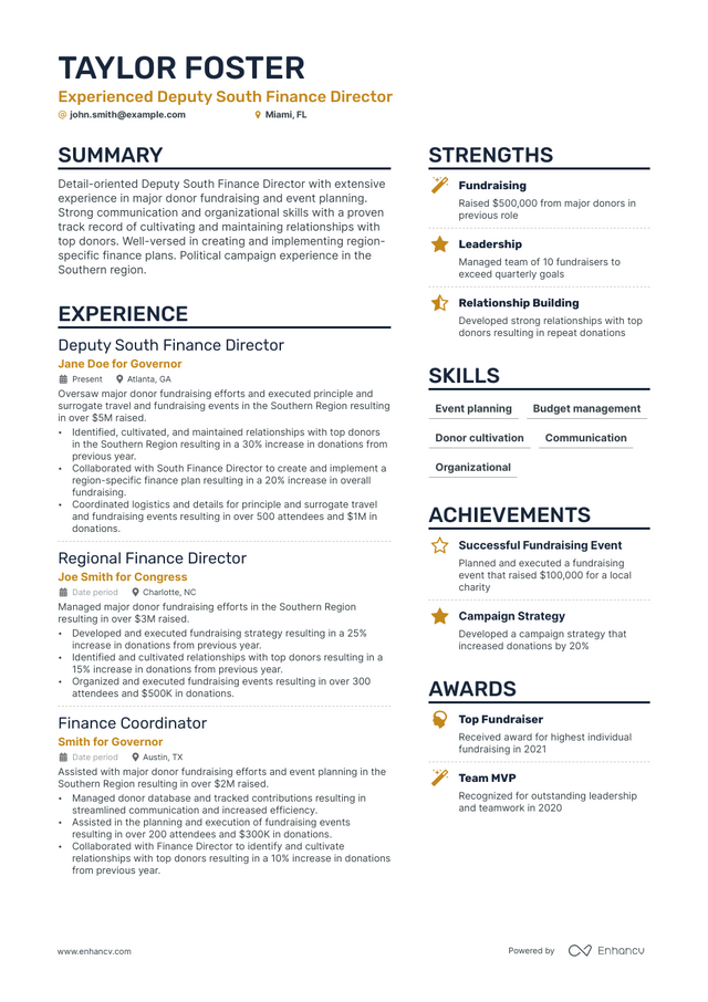 5 Deputy Director Resume Examples & Guide for 2023