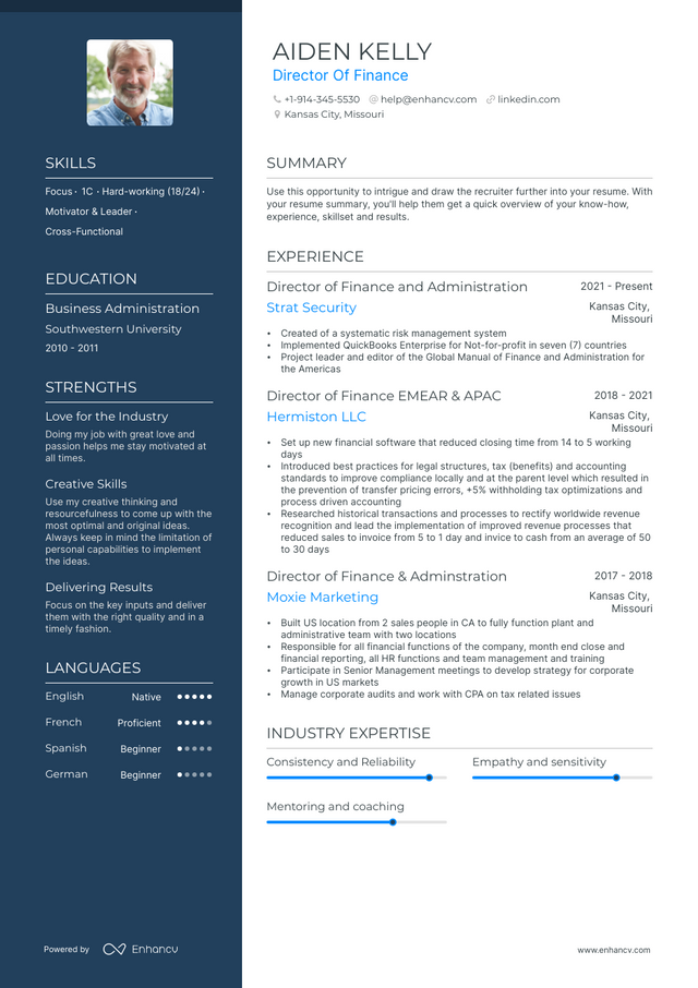 5 Director of Finance Resume Examples & Guide for 2023