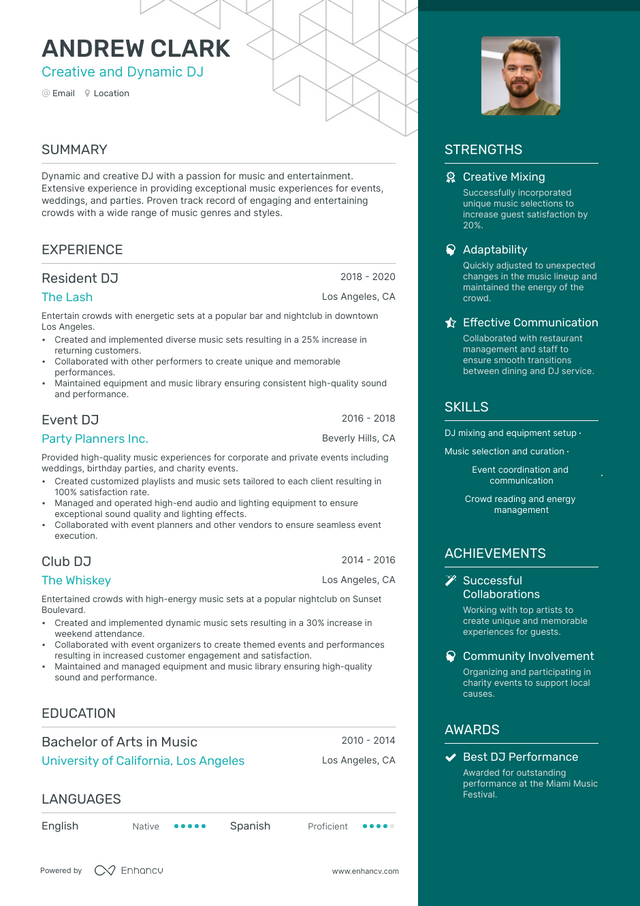 5 DJ Resume Examples & Guide for 2023