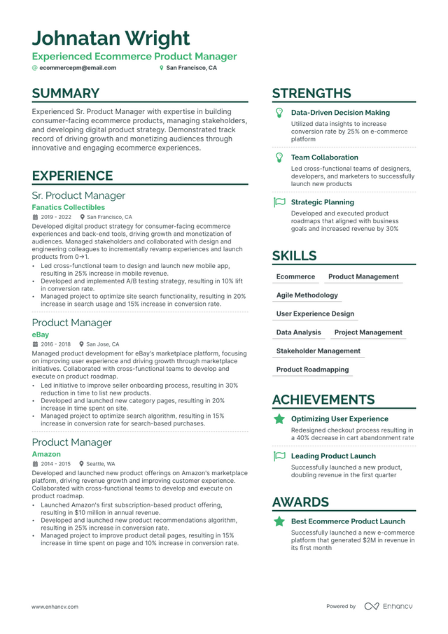 5 Product Manager Resume Examples & Guide for 2023