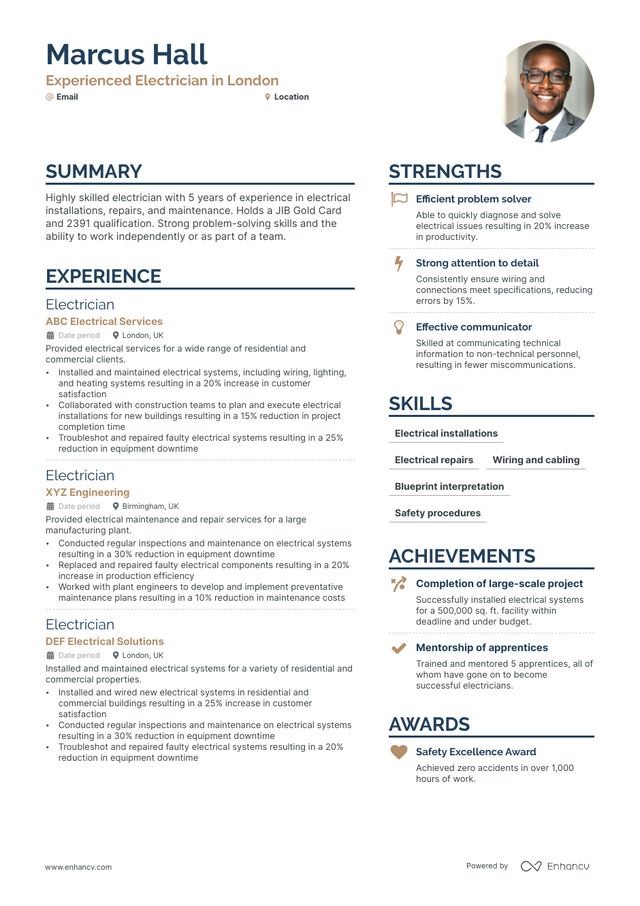 5 Electrician Resume Examples & Guide for 2023