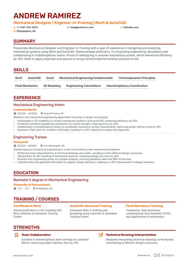 5 Engineer In Training Resume Examples & Guide for 2023