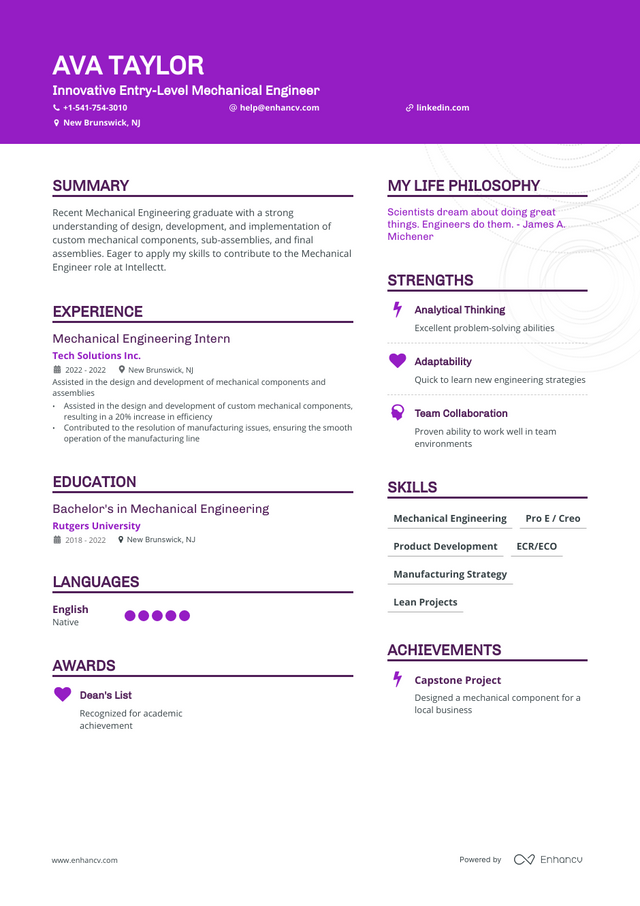 5 Entry Level Mechanical Engineer Resume Examples & Guide for 2023