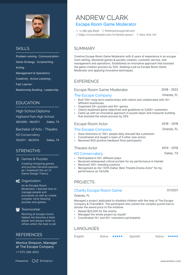 One-of-a-Kind Escape Room Resume Example & Ultimate Guide for 2023