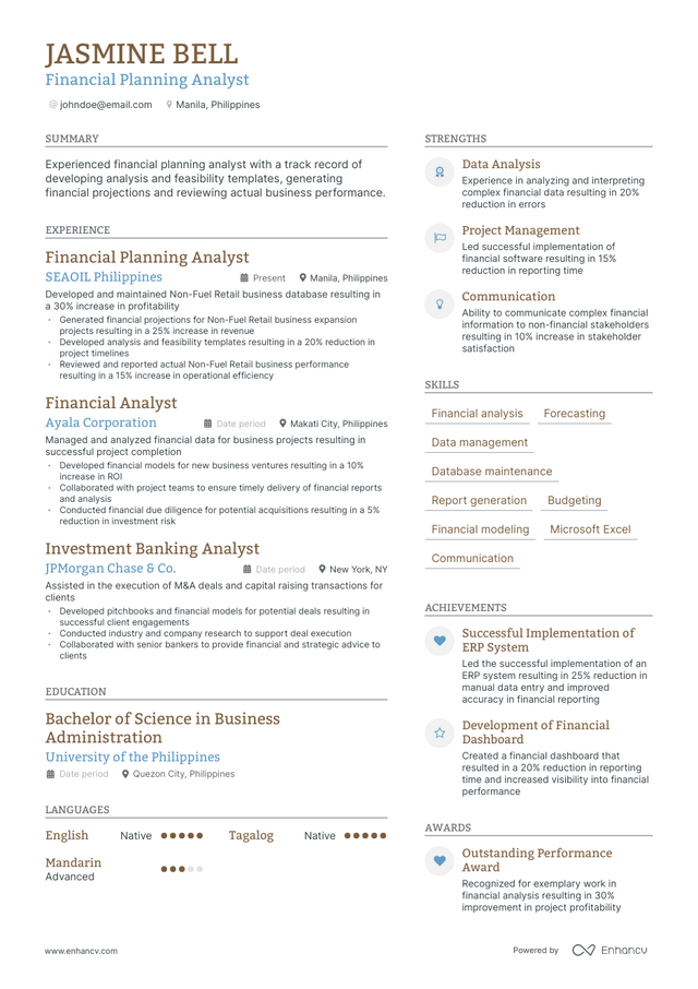 5 Financial Planning Analyst Resume Examples & Guide for 2023