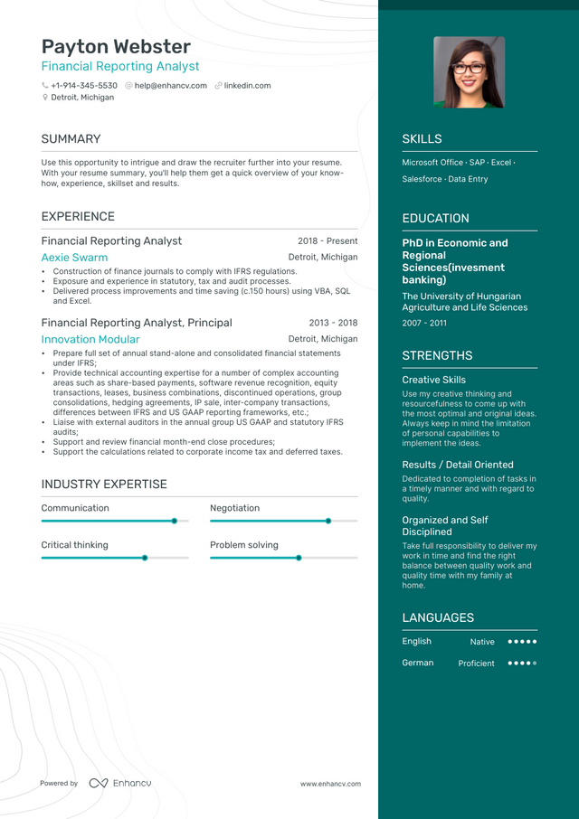 5 Financial Reporting Analyst Resume Examples & Guide for 2023