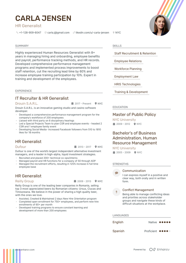 5 HR Generalist Resume Examples & Guide for 2023