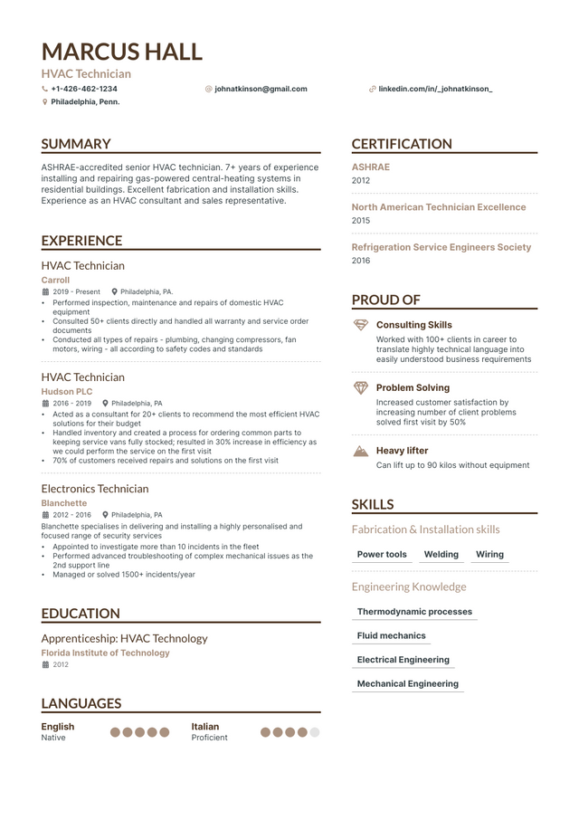 5 HVAC Resume Examples & Guide for 2023