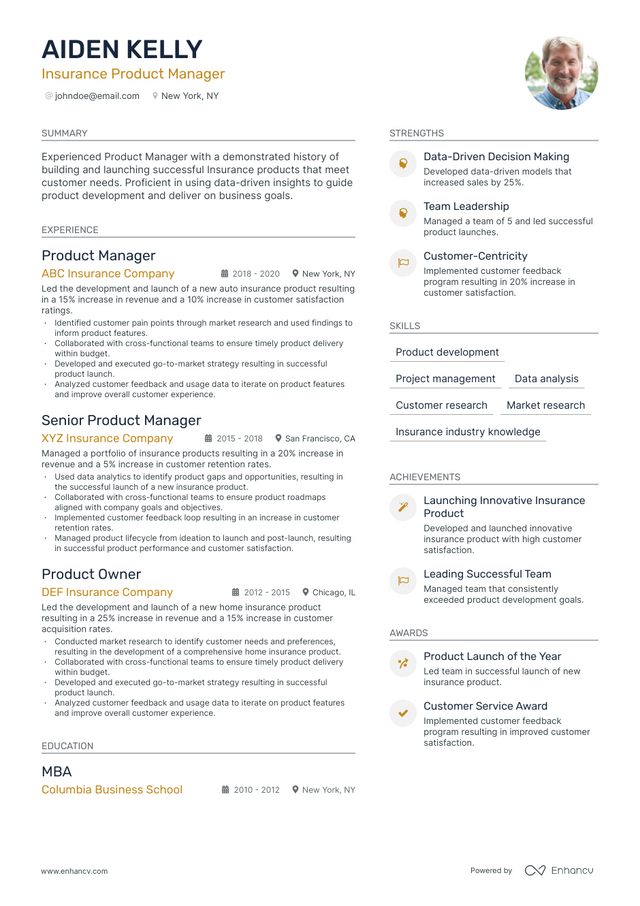 5 Insurance Product Manager Resume Examples & Guide For 2023