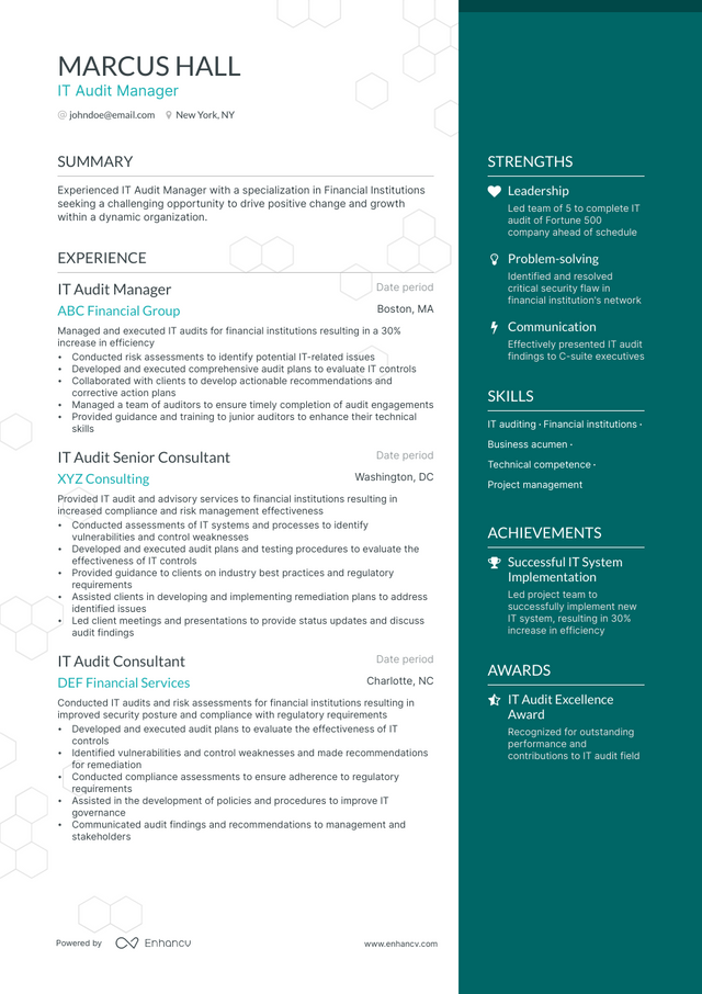 5 IT Audit Manager Resume Examples & Guide for 2023