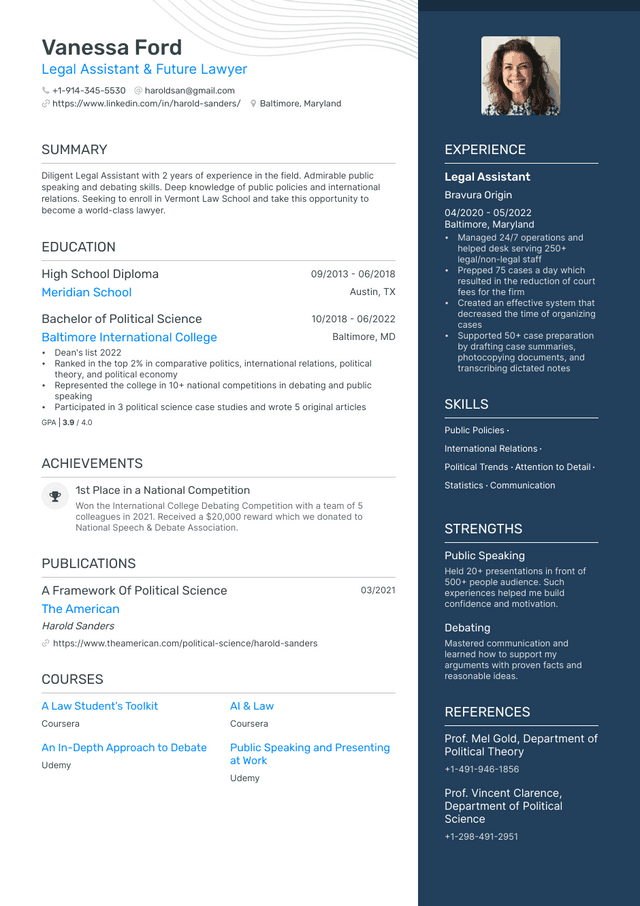 5 Law School Resume Examples & Guide for 2023