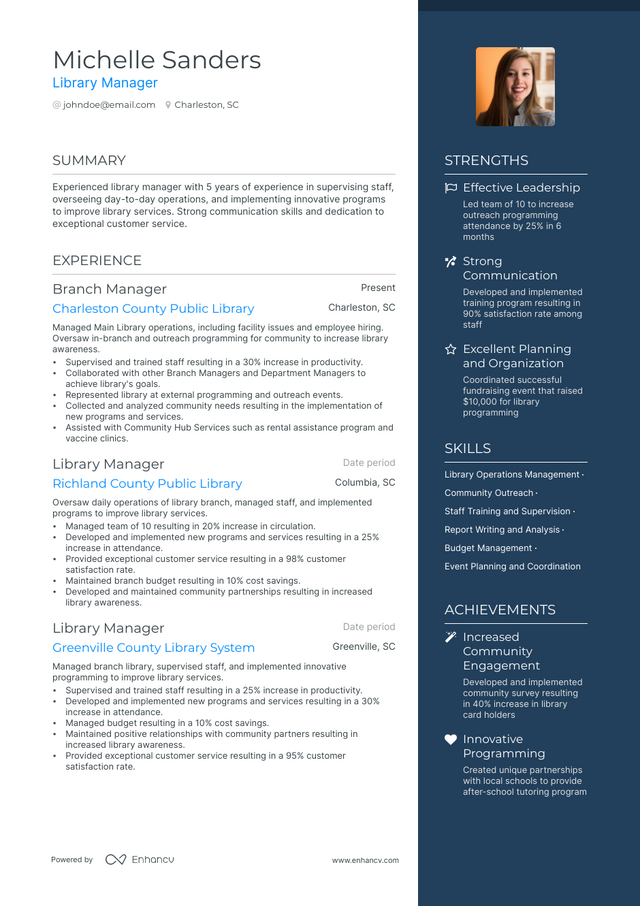 5 Library Manager Resume Examples & Guide for 2023