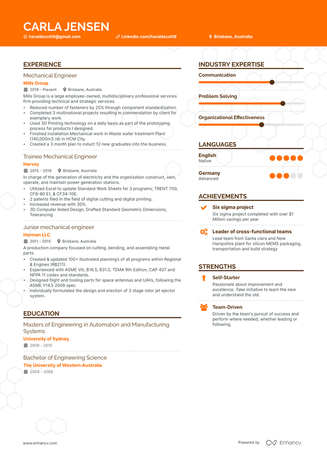 5 Mechanical Engineer Resume Examples & Guide for 2023