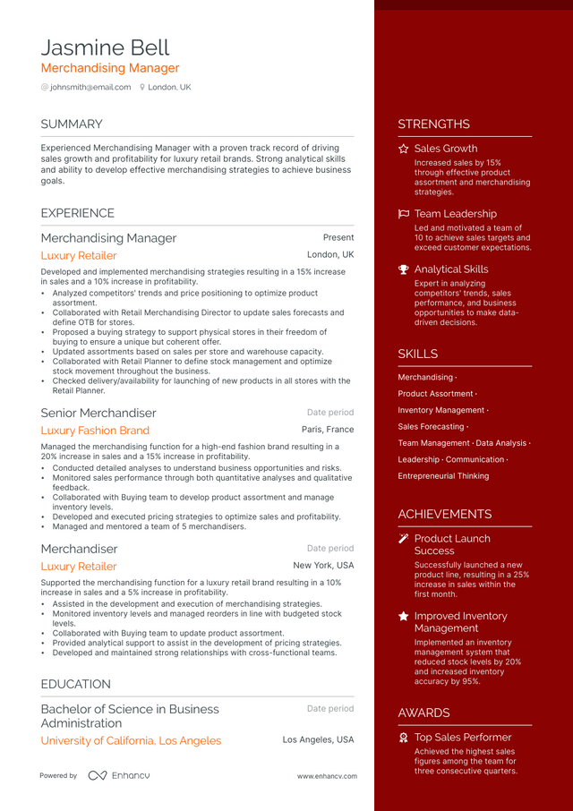 5 Merchandising Manager Resume Examples & Guide for 2023