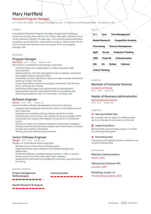 5 Microsoft Program Manager Resume Examples & Guide for 2023