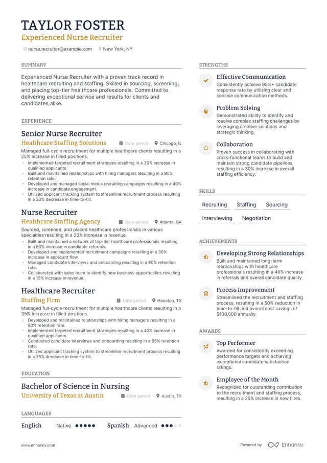 5 Nurse Recruiter Resume Examples & Guide for 2023