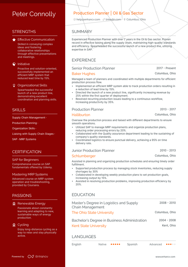 5 Production Planner Resume Examples & Guide for 2023