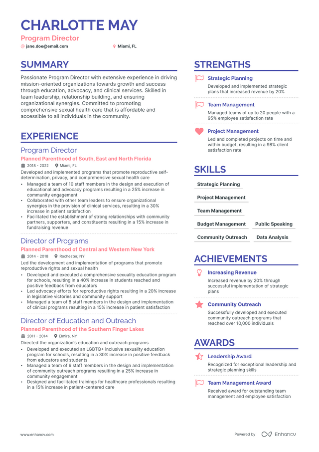 5 Program Director Resume Examples & Guide for 2023