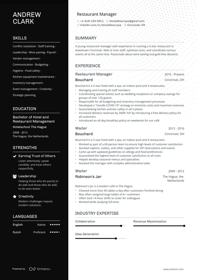 5 Restaurant Manager Resume Examples & Guide for 2023