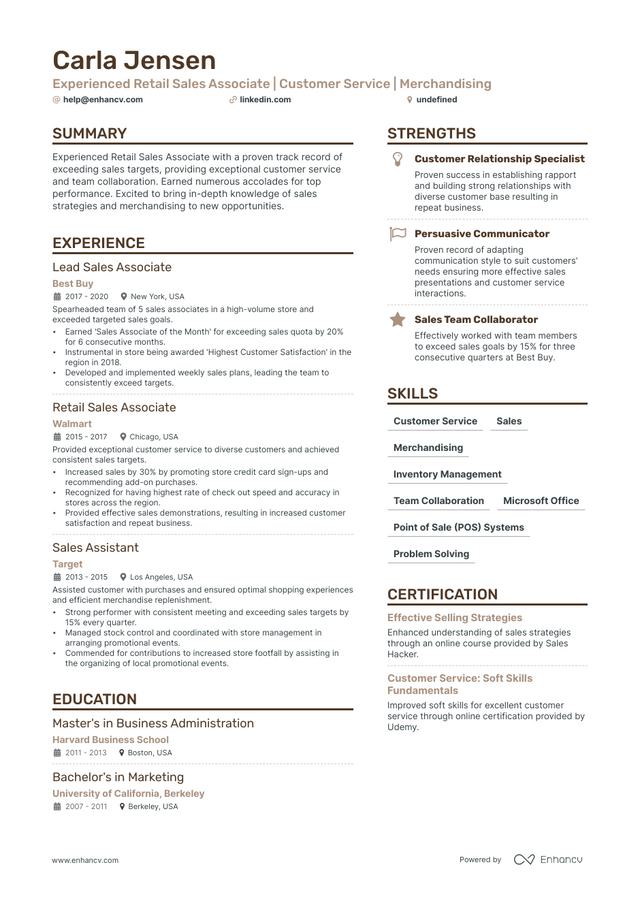 5 Retail Sales Associate Resume Examples & Guide for 2023