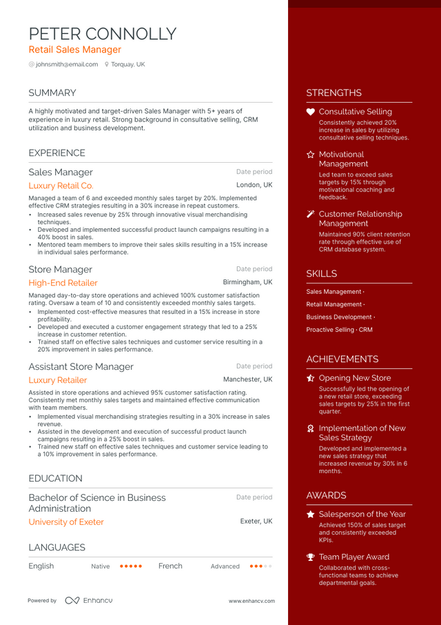 5 Retail Sales Manager Resume Examples & Guide For 2023