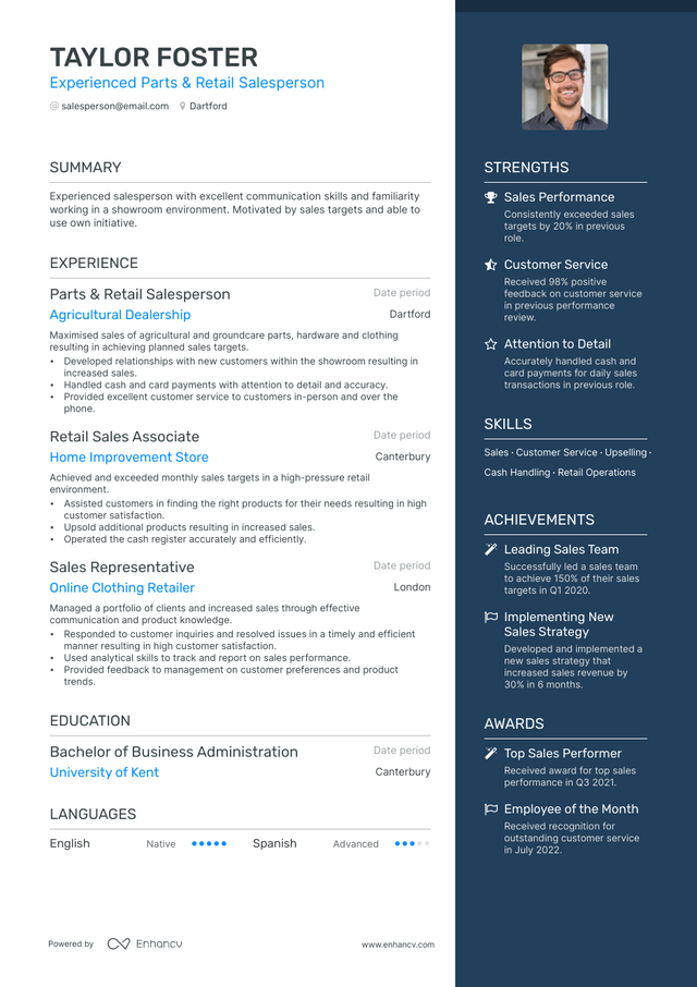 5 Retail Salesperson Resume Examples & Guide for 2023