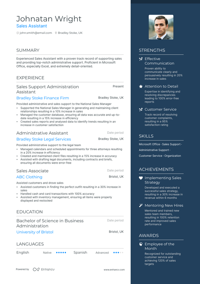 5 Sales Assistant Resume Examples & Guide for 2023