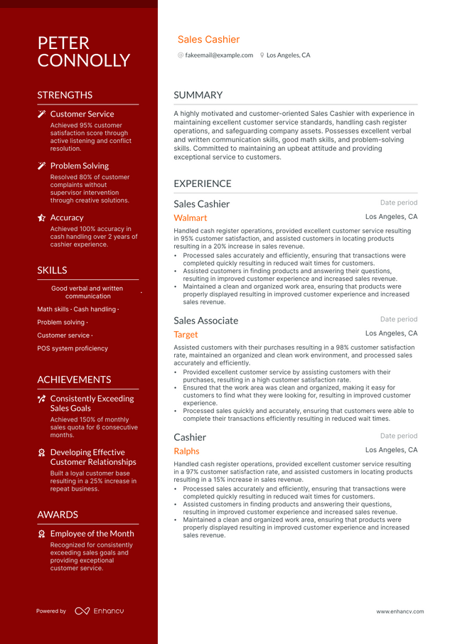 5 Sales Cashier Resume Examples & Guide for 2023