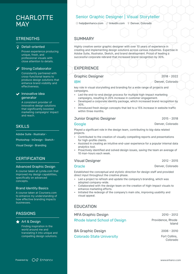 5 Senior Graphic Designer Resume Examples & Guide for 2023