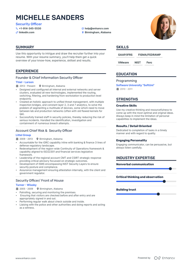 5 Security Officer Resume Examples & Guide for 2023