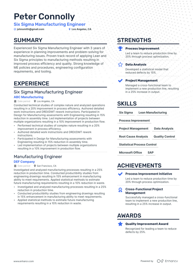 5 Six Sigma Resume Examples & Guide for 2023