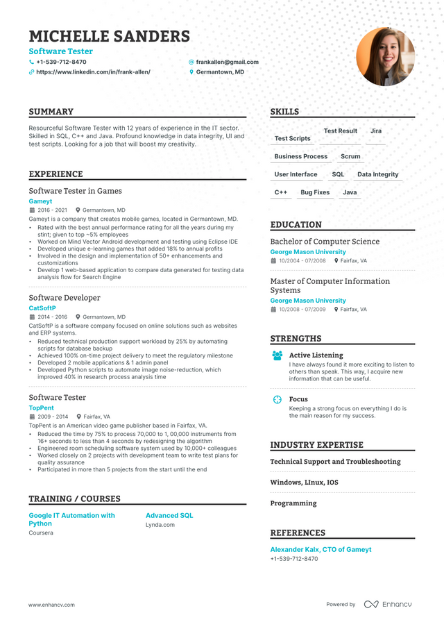 5 Software Tester Resume Examples & Guide for 2023