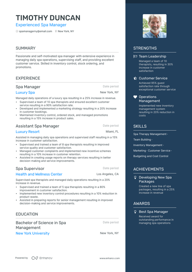 5 Spa Manager Resume Examples & Guide For 2023