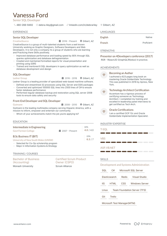 SQL Developer Resume Guide + Examples (Layout, Skills, Keywords & Job ...