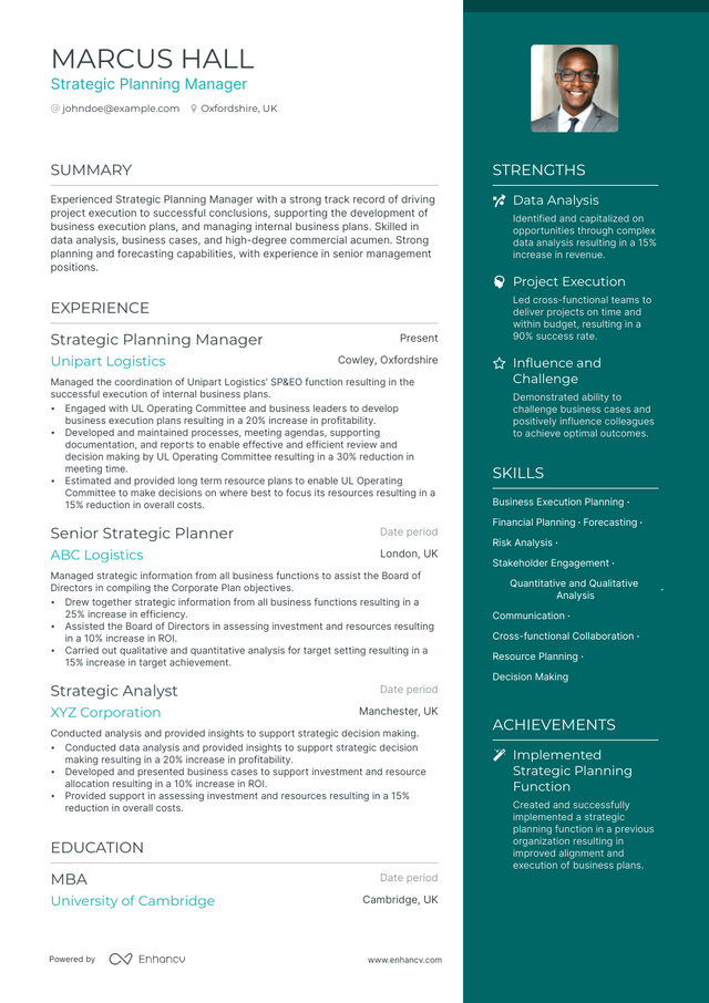 5 Strategic Planning Manager Resume Examples & Guide for 2023