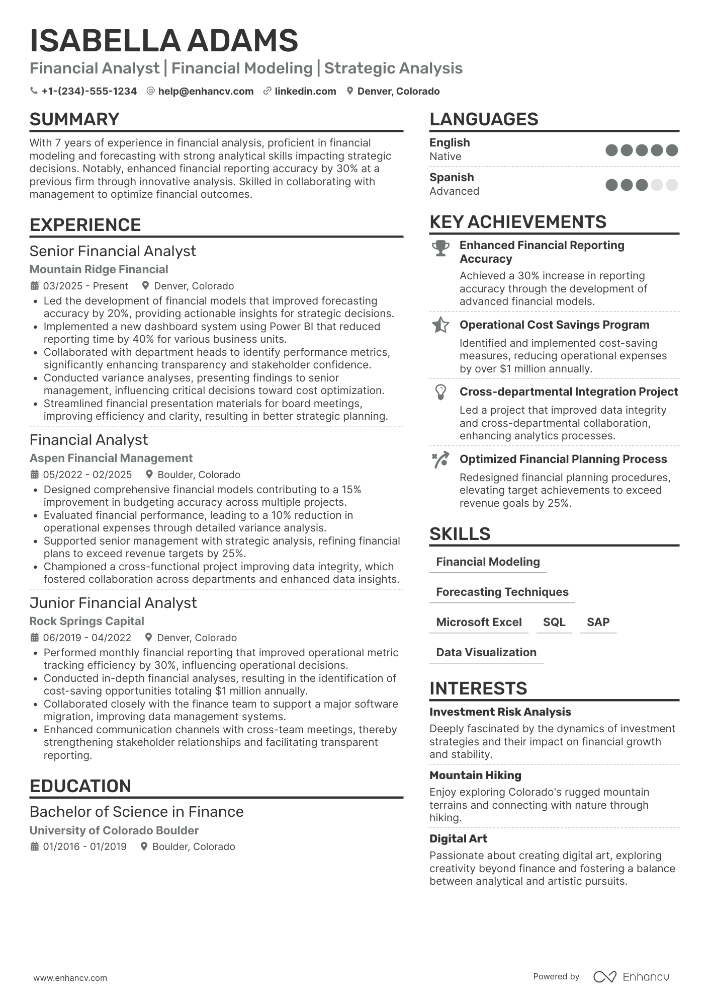 Financial Analyst resume example